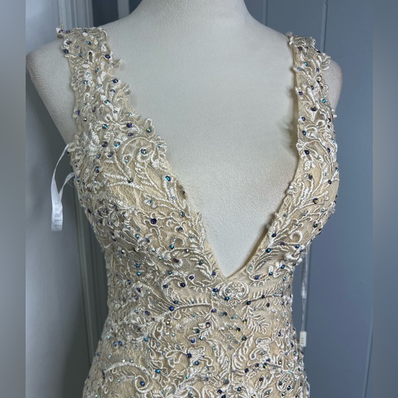 Chic Nude Lace Prom Dress - Picture 7 of 12